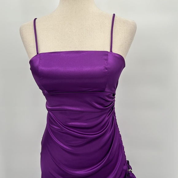 VTG Blondie Nights Y2K Asymmetrical Dress Sz 3‎ Purple Ruffled Prom Whimsigoth - Picture 4 of 8